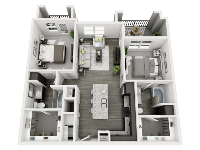 2 Bed, 2 Bath A 3-3214 floor plan